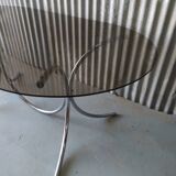Vintage chrome table and smoked glass