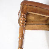 Set of eight late empire chairs in high quality brown leather in mahogany