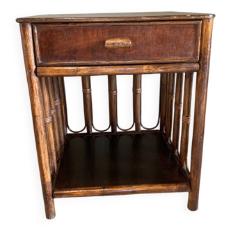 Vintage rattan bedside table