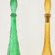 Pair of 2 Italian vintage mid century "Empoli" glass jugs/decanters