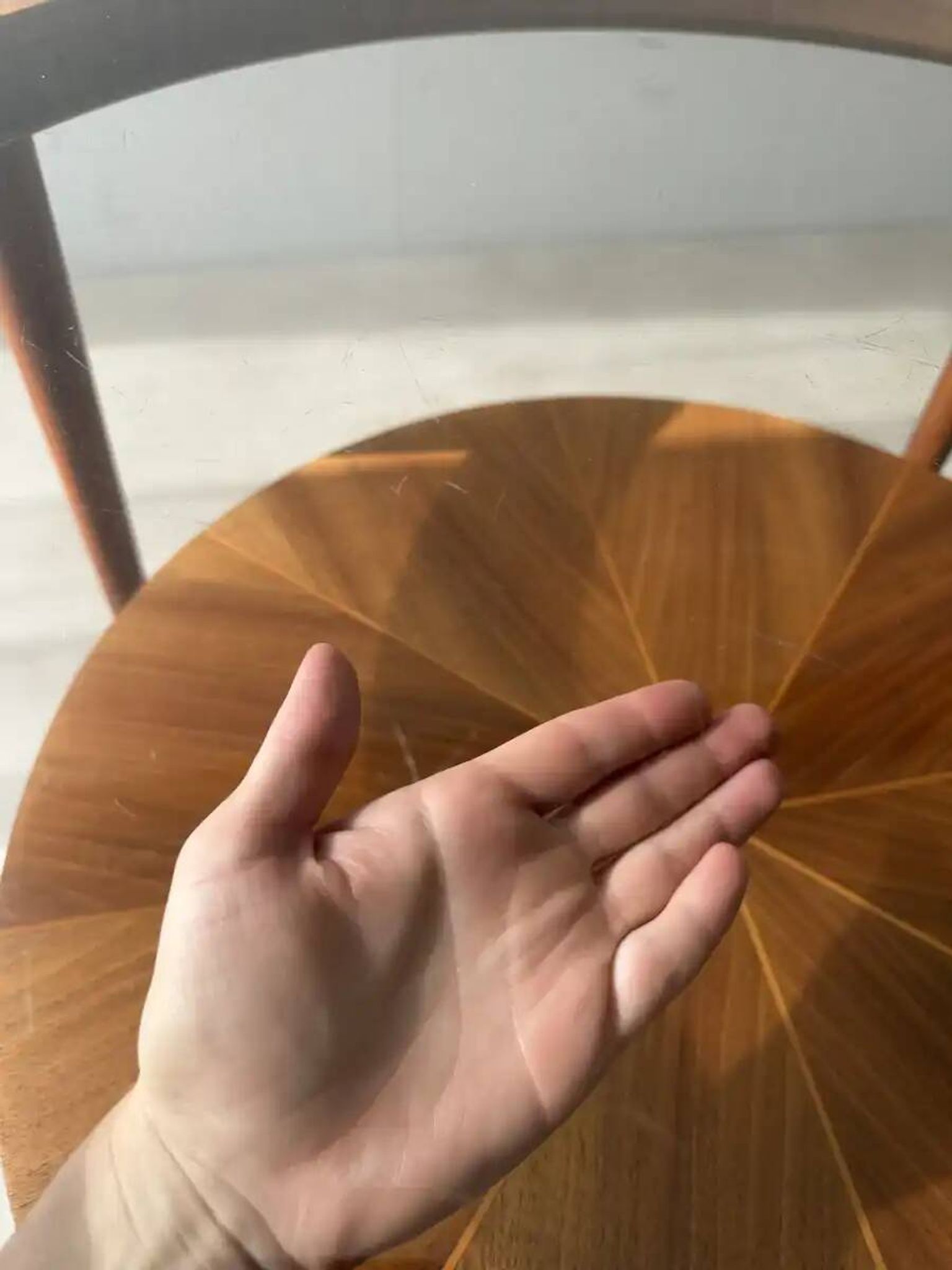 Round walnut coffee table with glass by Ilse Möbel