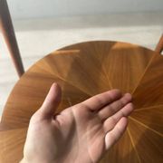 Round walnut coffee table with glass by Ilse Möbel