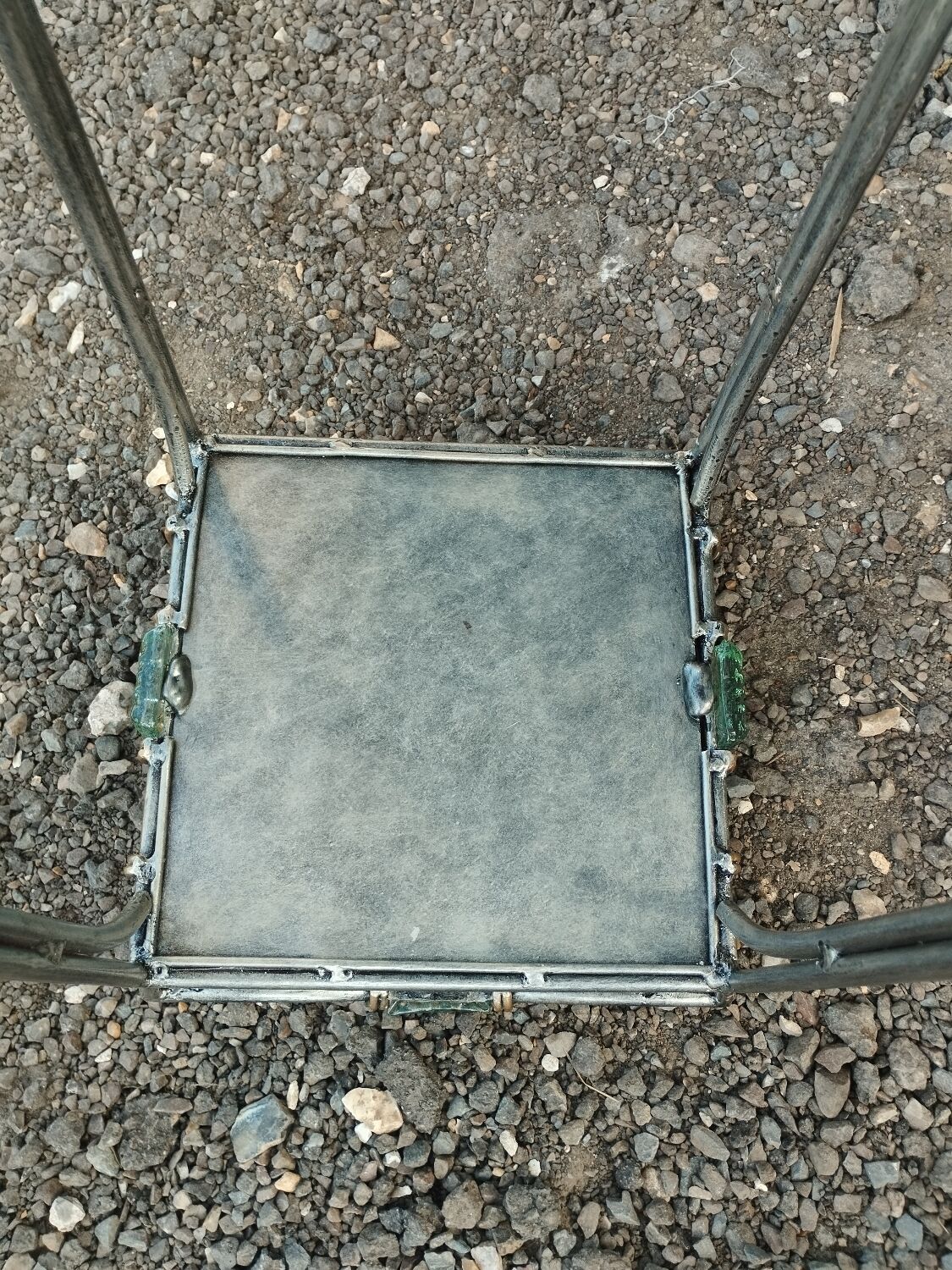 Vintage metal and glass side table