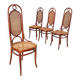 Lot de quatre chaises Thonet anciennes en hêtre cintré teinté acajou, Vienne, XXe siècle