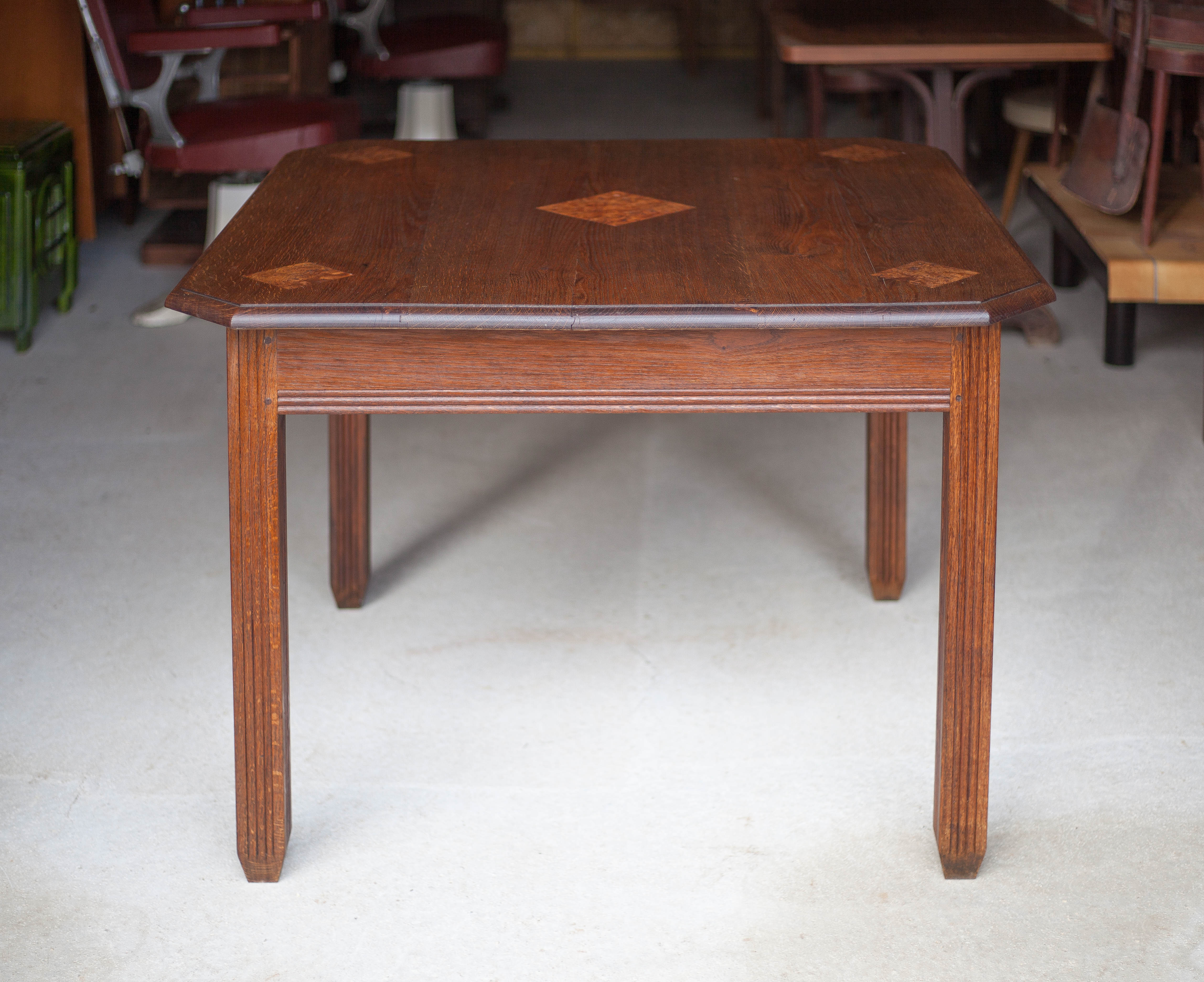Square wooden art-deco table