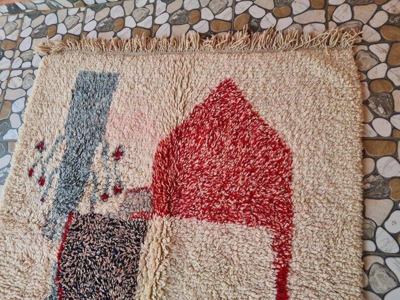 Handwoven traditional Berber rug size 1/2 m