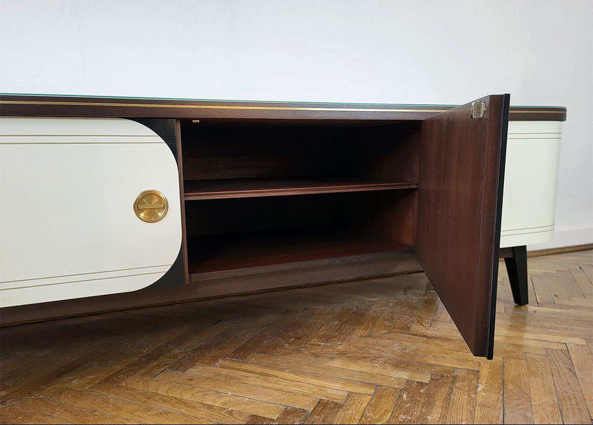 Vintage mid-century modern sideboard with rounded sides, germany 1960s