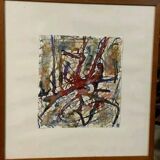 Abstract painting Rulo 1967 paper frame