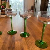 Set of 6 Engraved Glasses with Green Legs