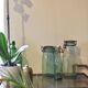 Lot de 3 bocaux et fiole en verre vintage