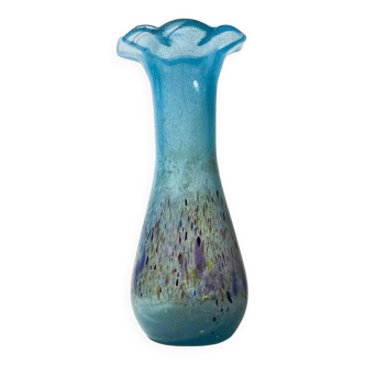 Modern Vintage Glass Vase Budveszel Gyula Hungary 1990s