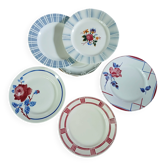 6 assiettes plates anciennes dépareillées