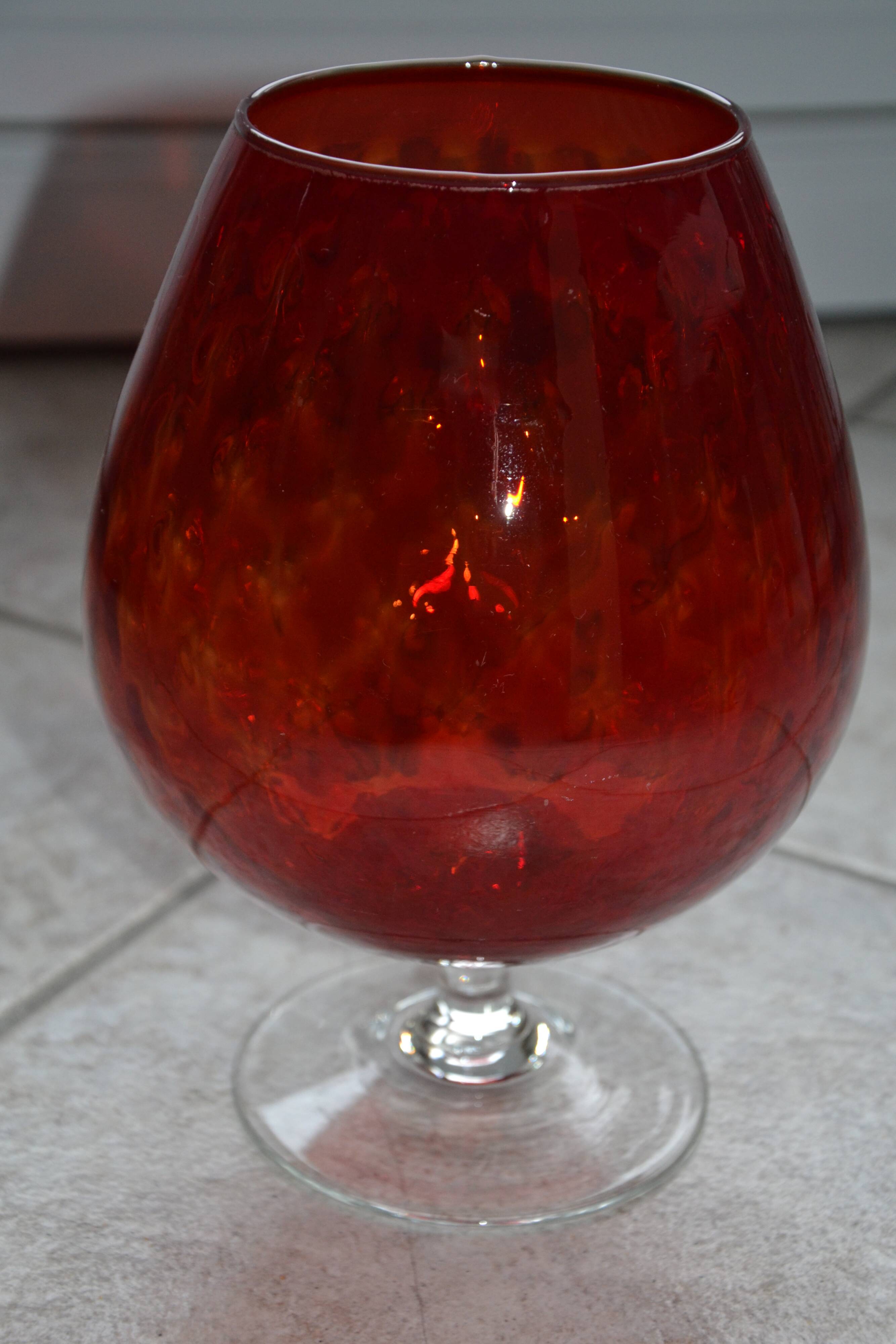 Vintage Italian red vase on foot