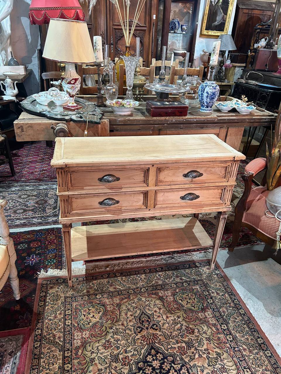 Louis XVI style console in pickled cherry