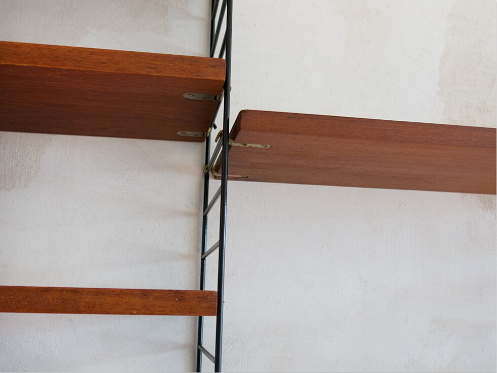 String wall shelf in teak by Kajsa and Nils Strinning danish 60s