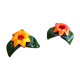 Paire de bougeoirs fleurs en verre Murano