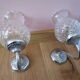 Pair of wall brackets in chromed metal and cut glass