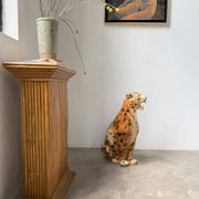 XL Italian ceramic leopard sculpture statue 1970