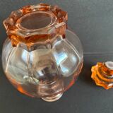 Liquor service in pink moulded glass