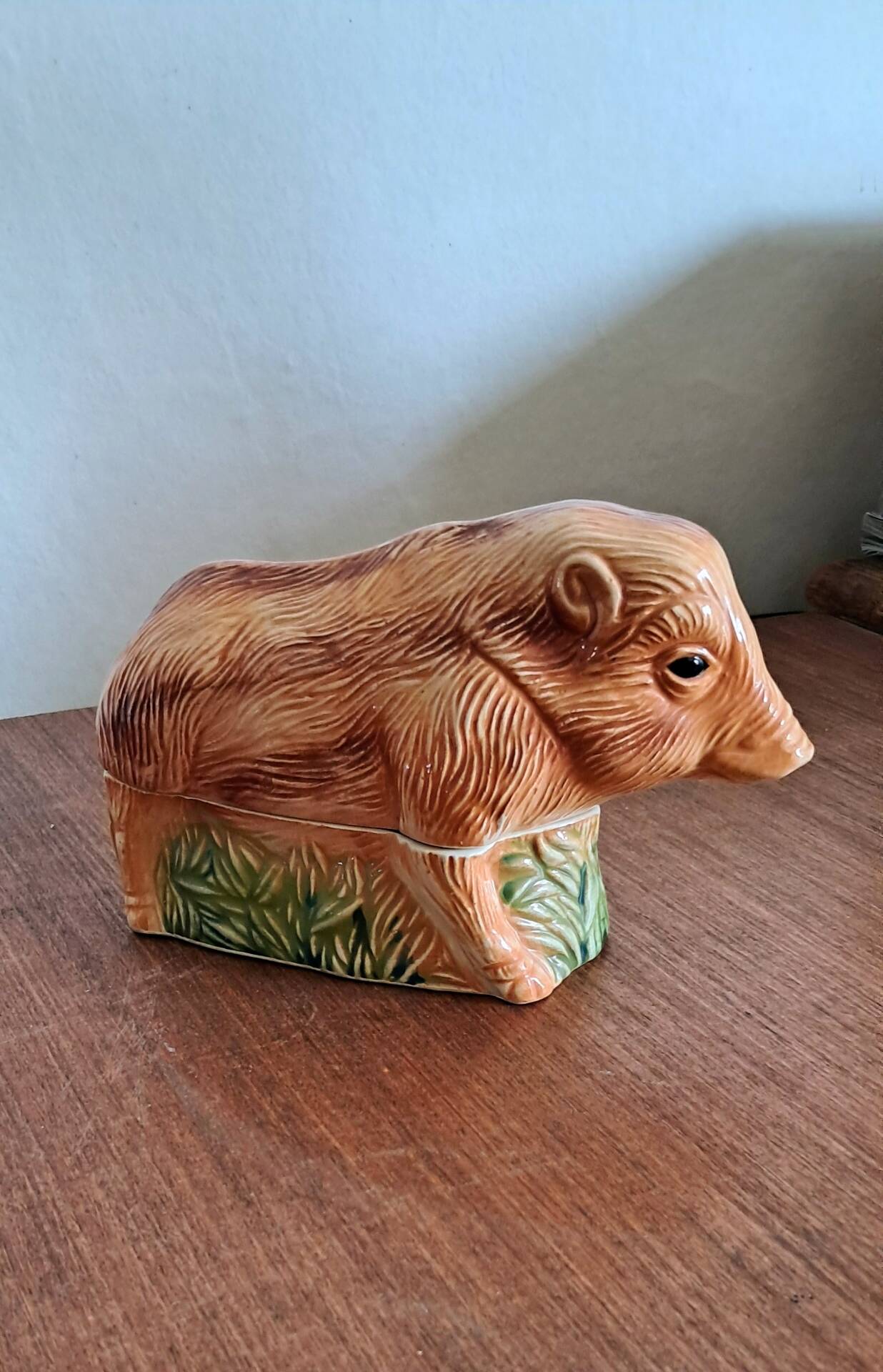 Terrine in Barbotine Michel Caugant. Boar shape.