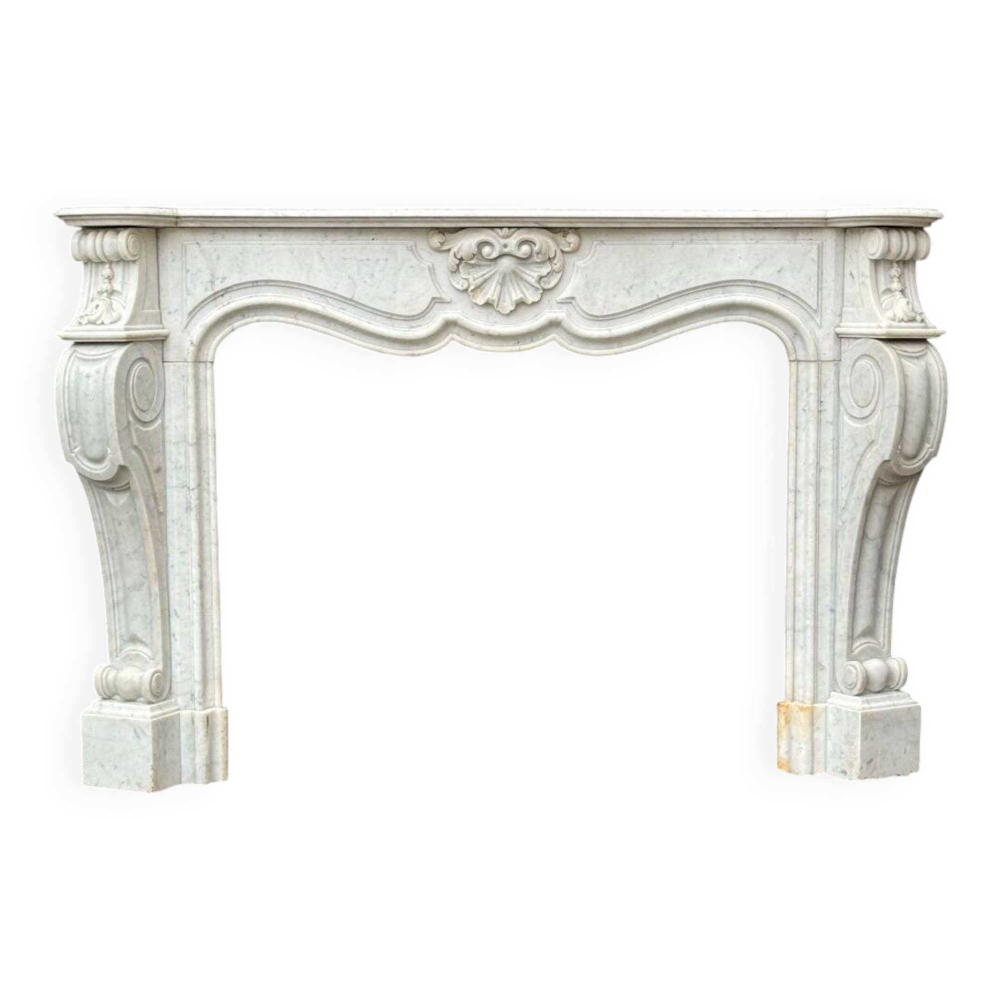 Regency style fireplace in white Carrara marble, circa 1880