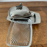 Silver metal butter dish