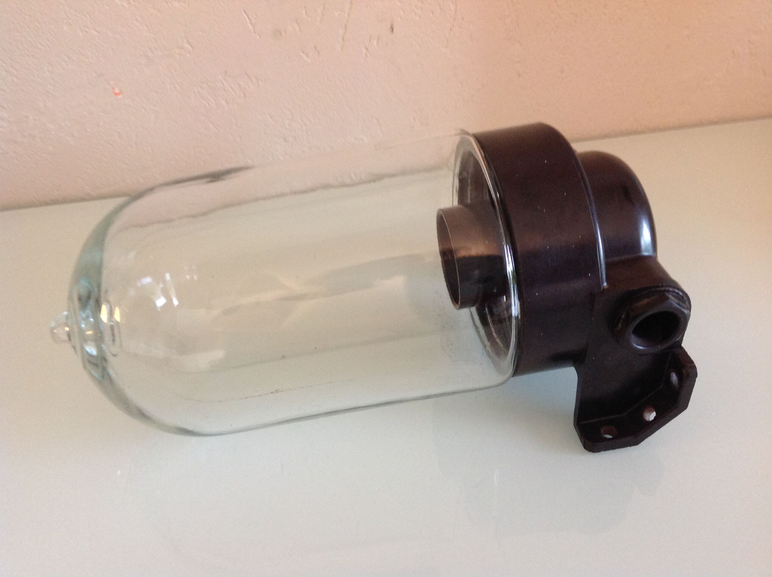 Long porthole wall lamp in glass and bakelite industrial style