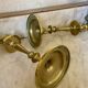Old pair of turned brass candlesticks