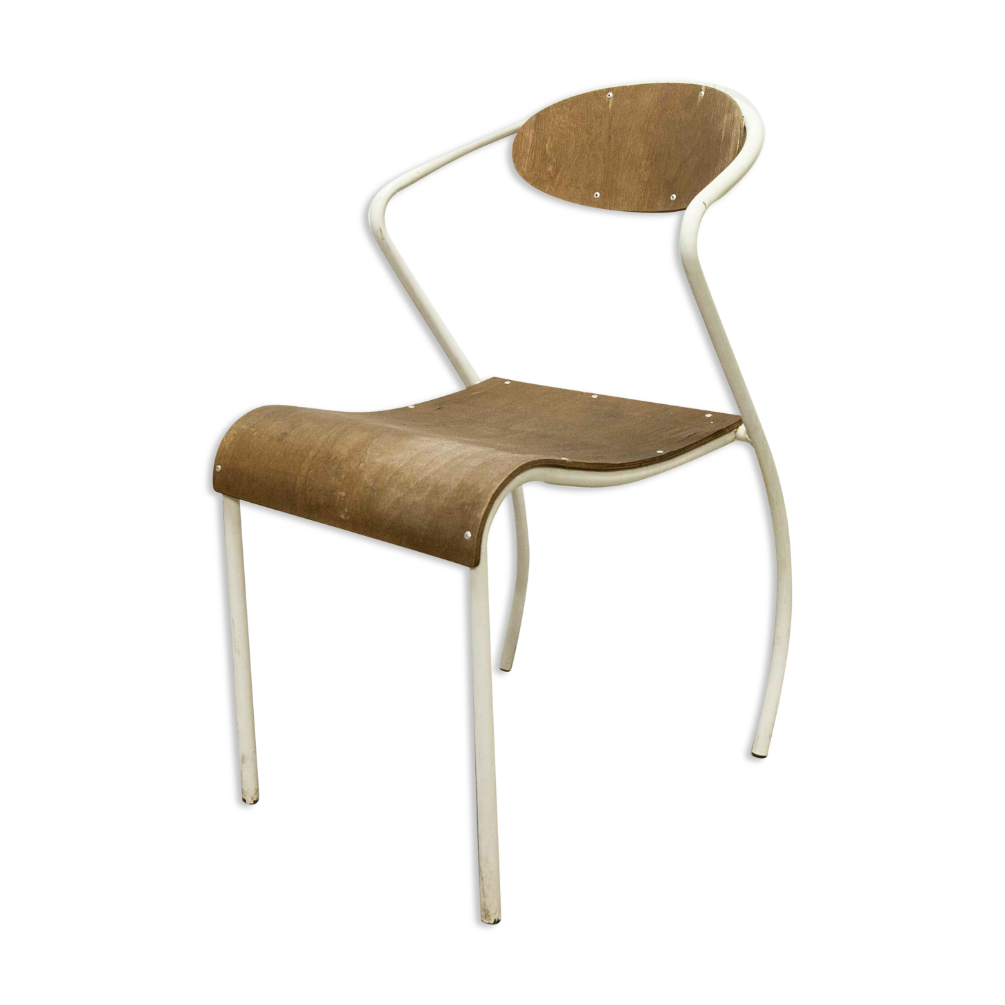 Atypical chair of the 70s metal and wood