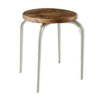 Tabouret vintage en métal et bois