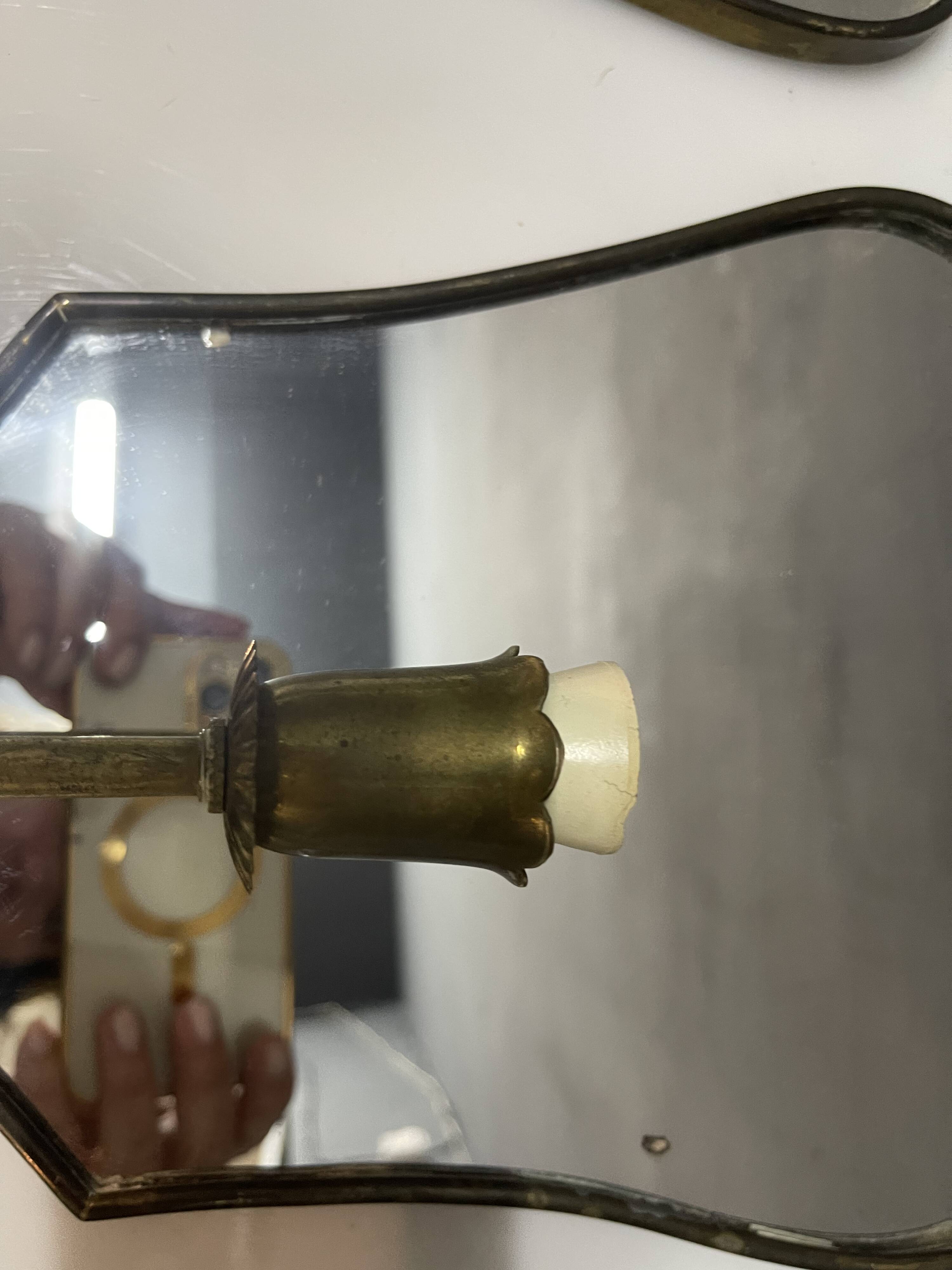 Art Deco Brass Mirrored Sconces Set of 2 1950’s