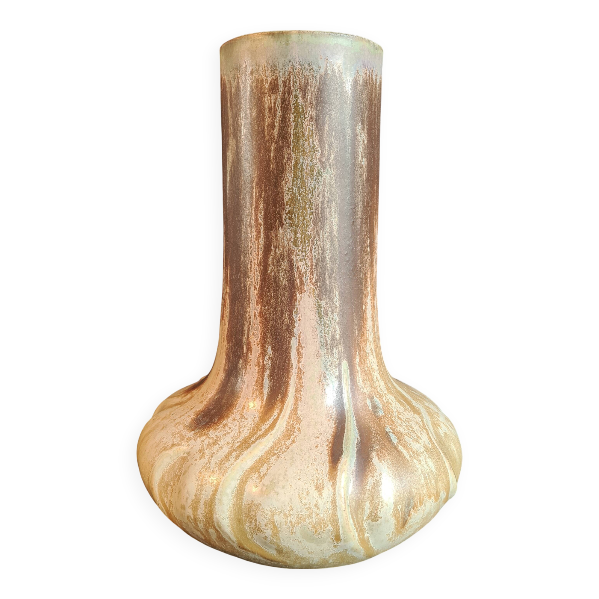 Flamé Stoneware Vase signed Denbac, very early 20th century - Art Nouveau