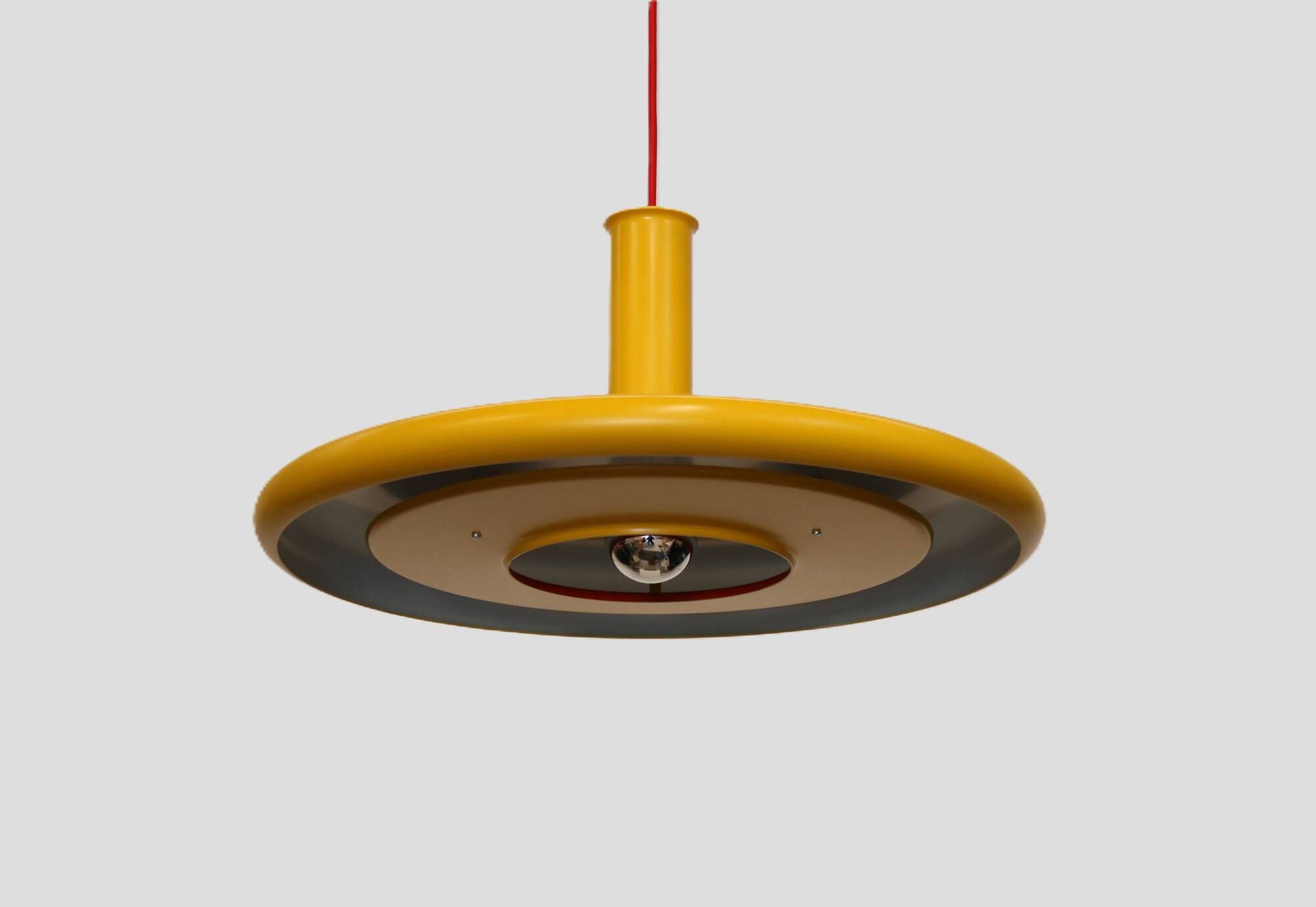 Yellow XL Fog & Morup Optima Pendant Lamp: Hans Due Design, Denmark 1970s