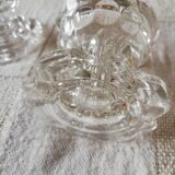 Set of two vintage glass candlesticks, transparent, France, Reims.