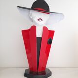 Lampe de table 80s femme à chapeau