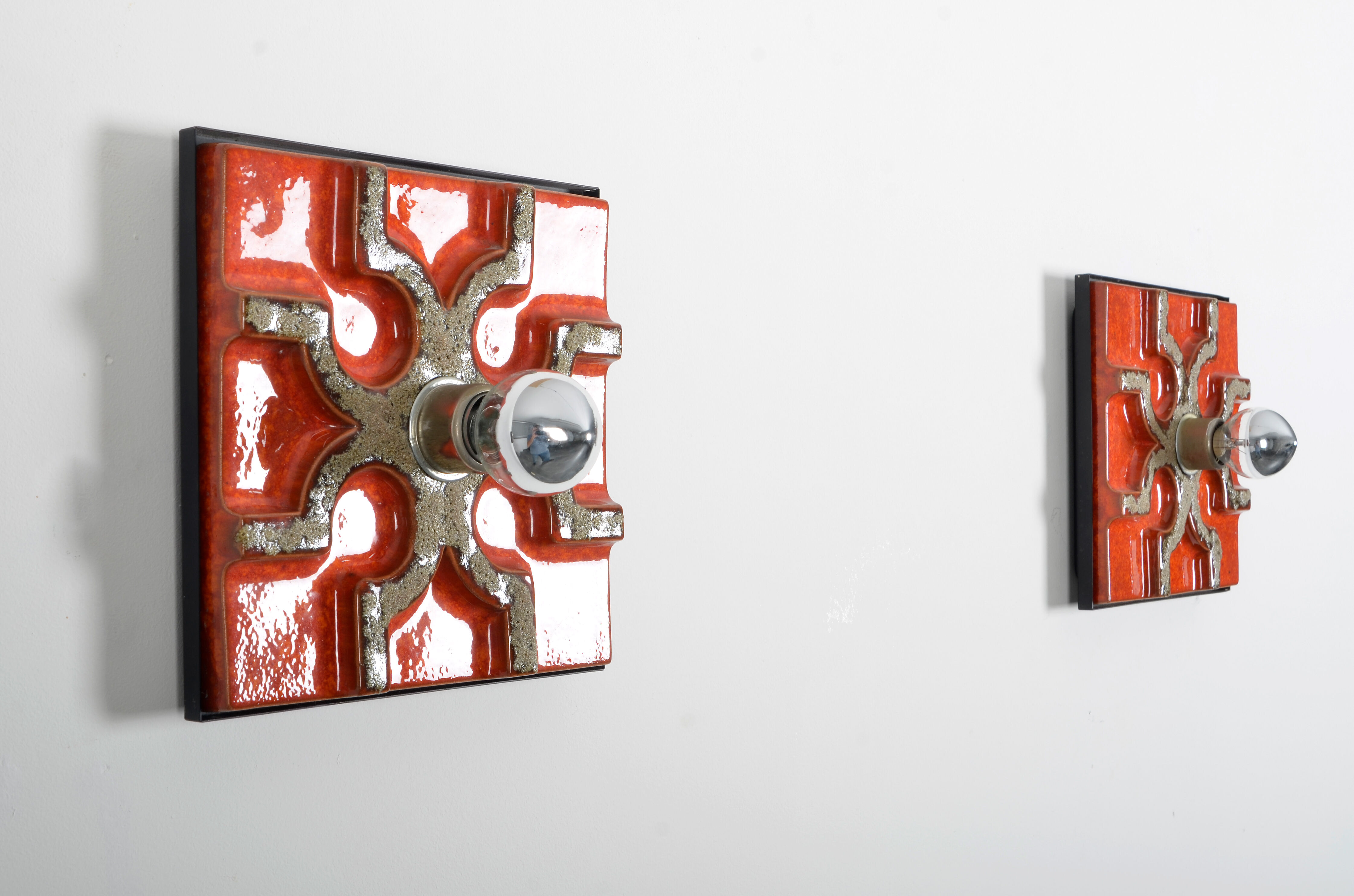 Set of 2 Fat Lava  wall sconces, 1970s