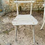 Ensemble d'assises  de jardin 4 fauteuils et 1 chaise - en bois