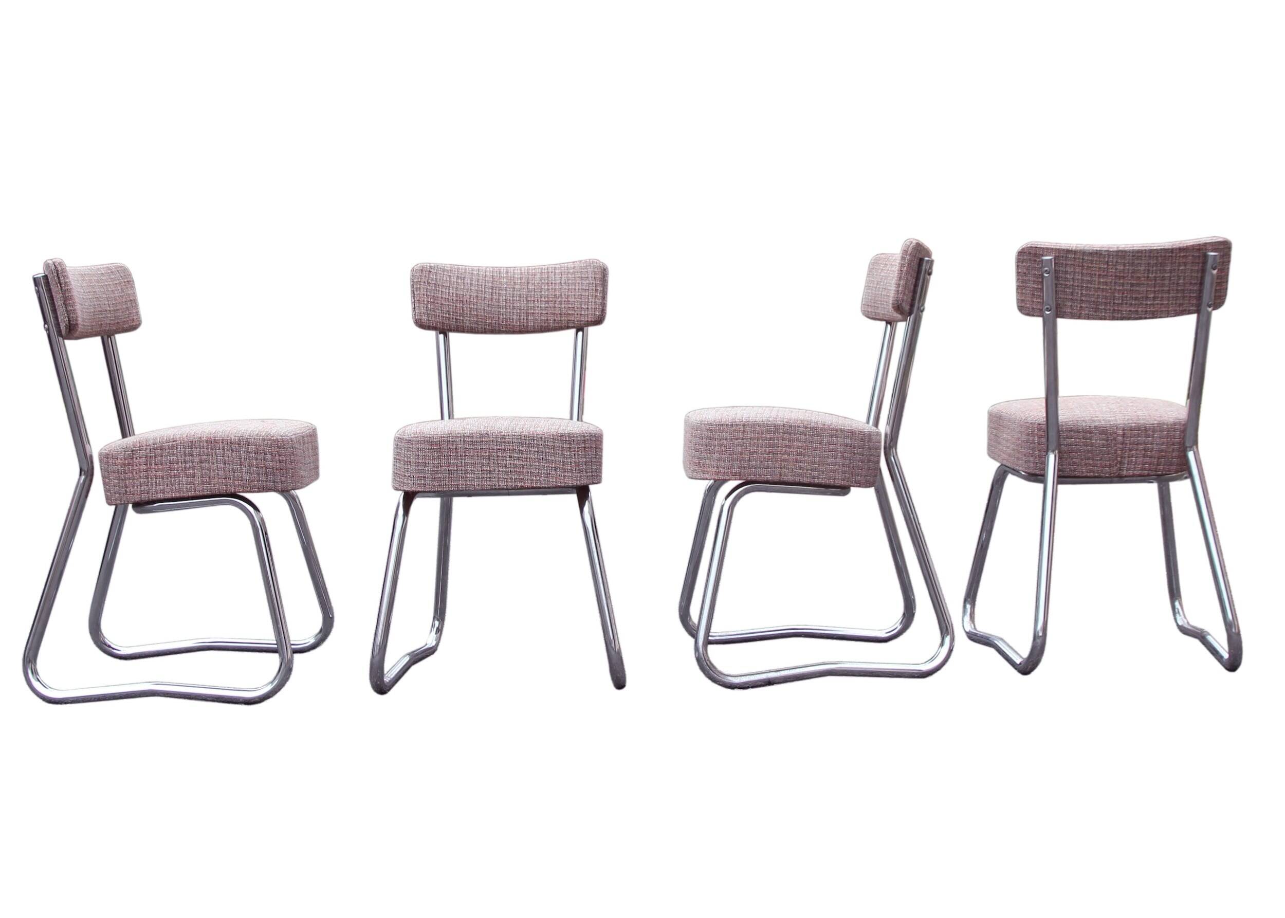 4 Ronéo Pullman chairs, Bauhaus 1950, reupholstered.