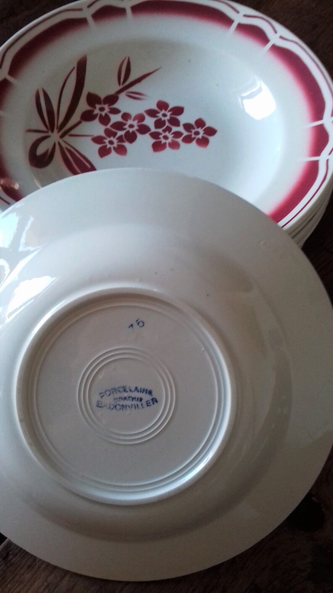 Lot 12 hollow plates Badonviller porcelain