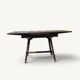 Rustic oak parquet dining table with two extensions.