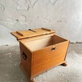 Swiss solid pine chest with wrought iron fittings, mid-20th century.