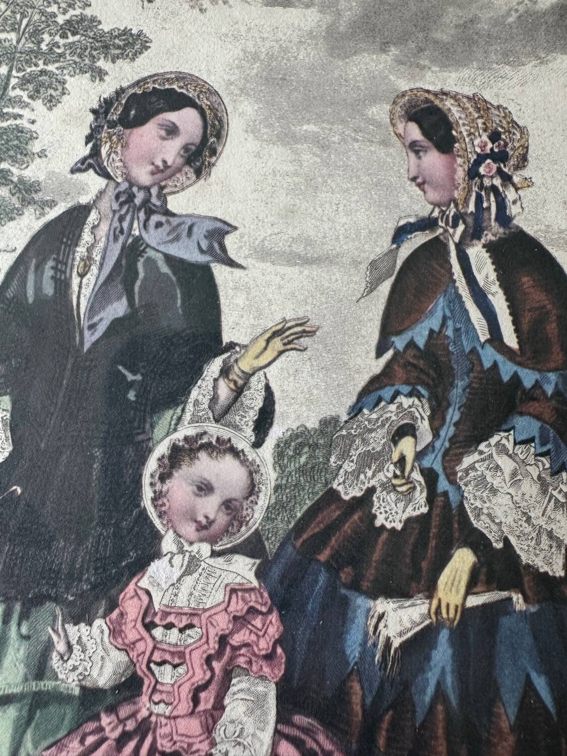 Old illustration in old black and gold frame