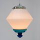 Scandinavian Art Deco milk glass pendant light with azure blue details, 1930s