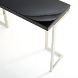 Black lacquered console and chrome Guy Lefevre for Maison Jansen 1970