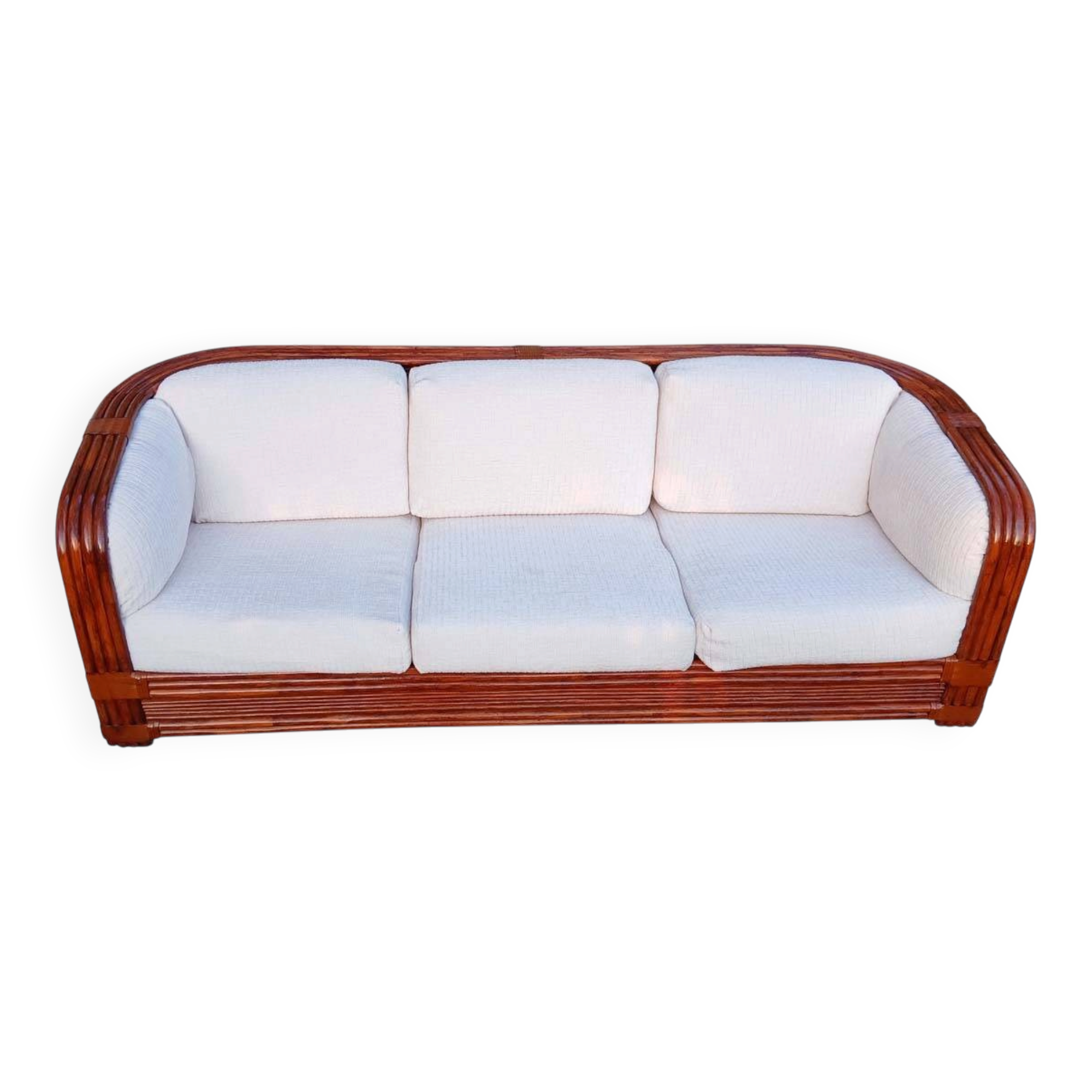 Canapé en bambou et rotin par Maugrion pour Roche Bobois