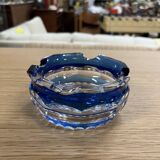 Cendrier en verre cristal bleu cobalt