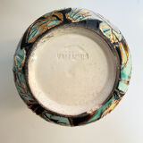 Vintage Vallauris vase in glazed ceramic – relief floral decoration