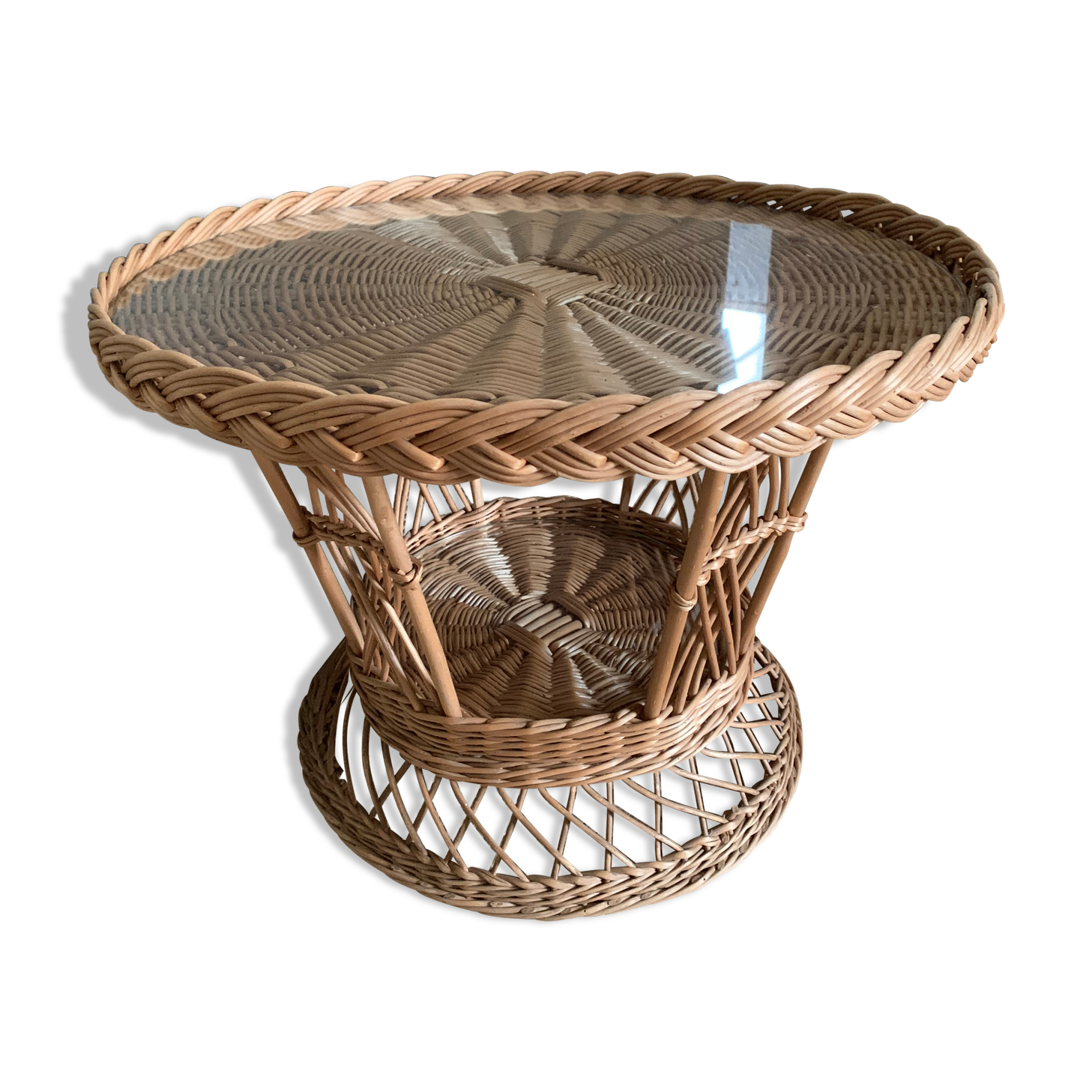 Round wicker coffee table