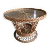 Round wicker coffee table