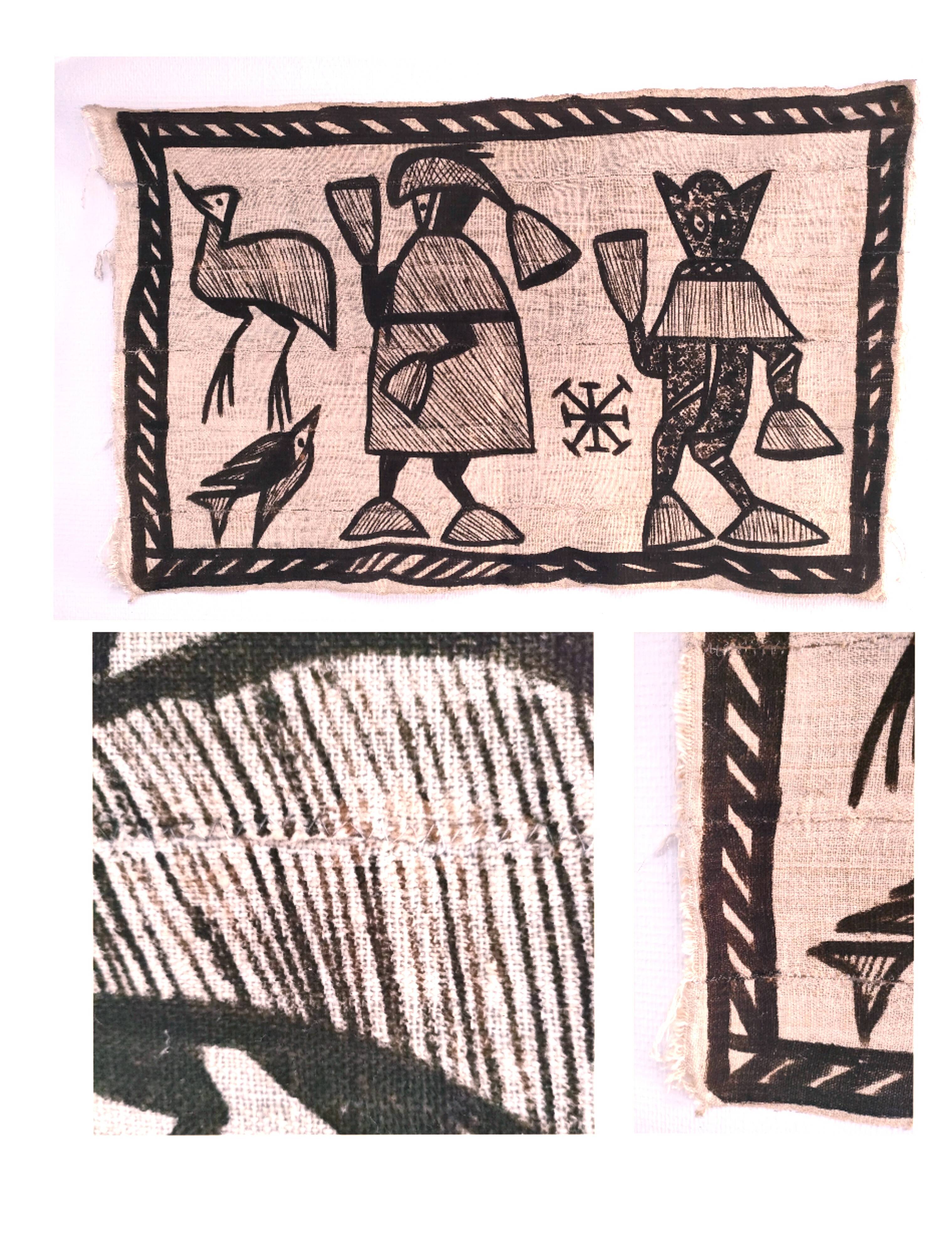 Vintage Korhogo Senoufo canvas tapestry L.103 cm